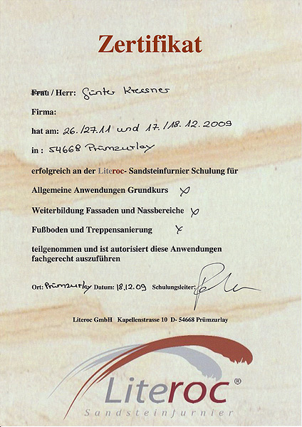 Zertifikat Literoc